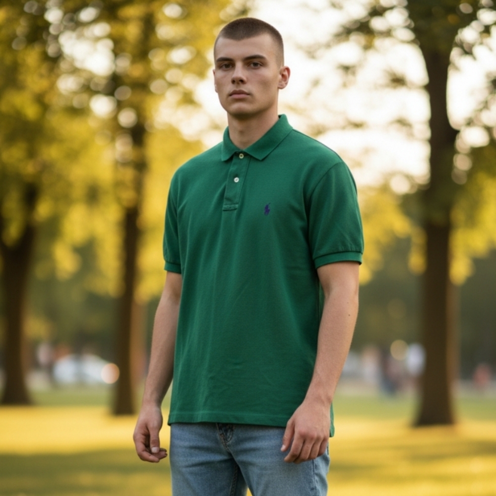 Ralph Lauren Men's Classic Green Polo Shirt Size-Small